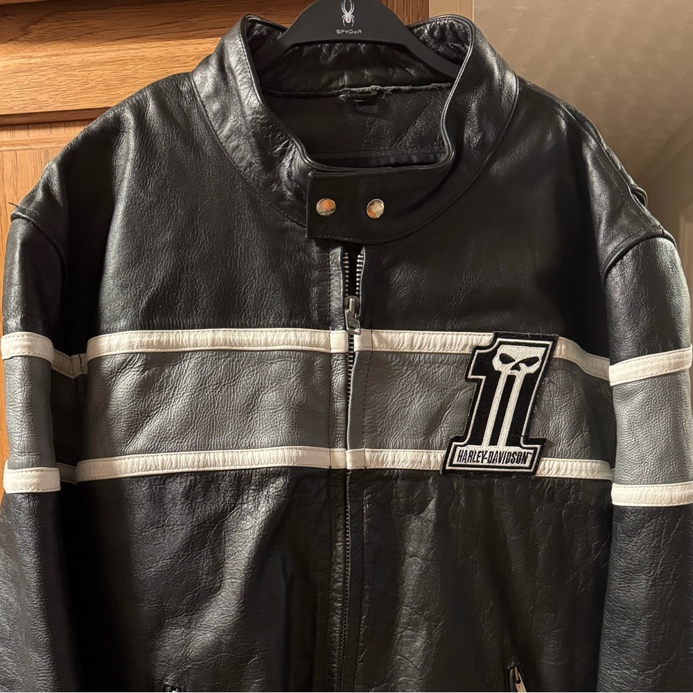 Harley-Davidson Black and Gray Bomber Jacket